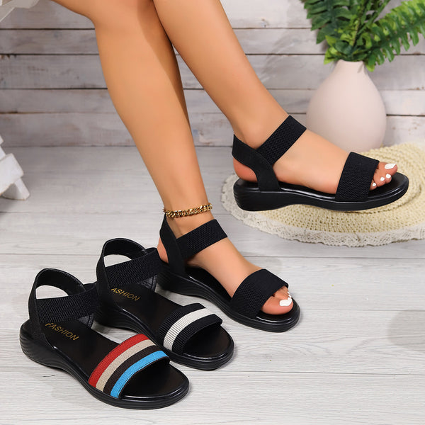 Fashion Summer Color-block Elastic Sandals